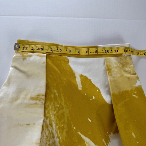 Ellender Anthropologie Painterly Mustard Yellow Abstract Pleated Midi Skirt 4 - Picture 6 of 11